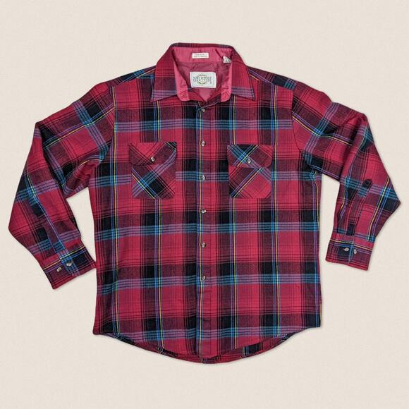 Vintage 90s Red Plaid Flannel Button Up Shirt Northwest Territory - Size Large - Picture 1 of 4